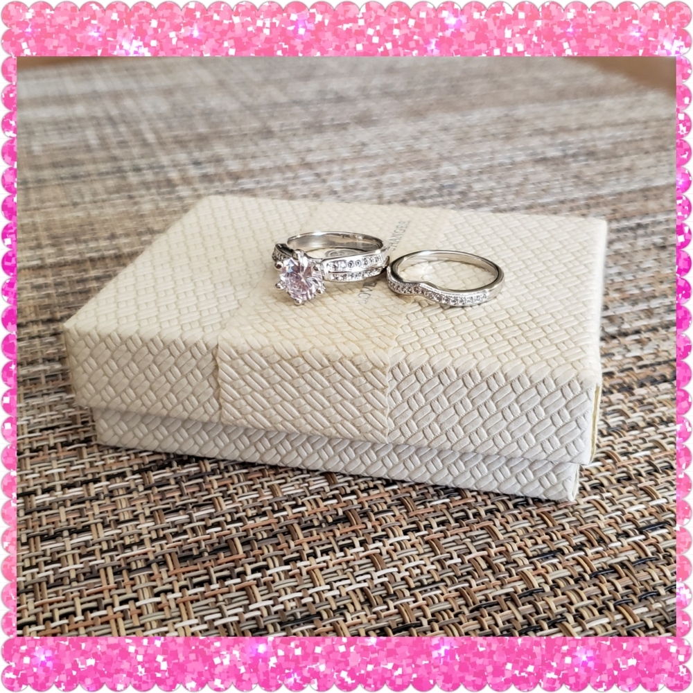 💕💕Size 8 💕💕14K White Gold Sapphire 2Pc Set - Picture 2 of 5
